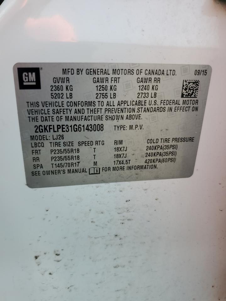 2gkflpe31g6143008 2GKFLPE31G6143008 2016 GMC Terrain Slt
