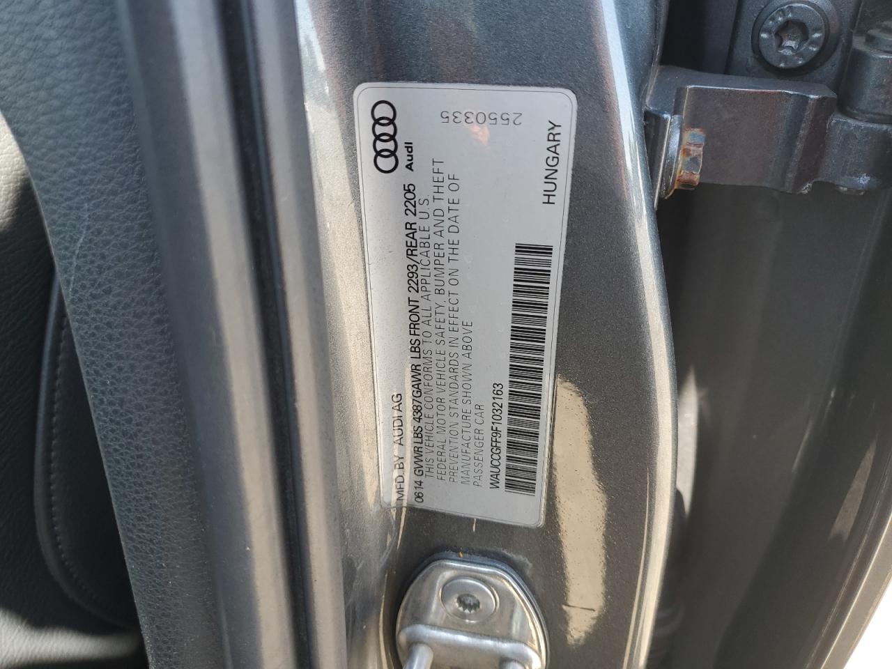 2015 Audi A3 Premium Plus VIN: WAUCCGFF9F1032163 Lot: 63147635