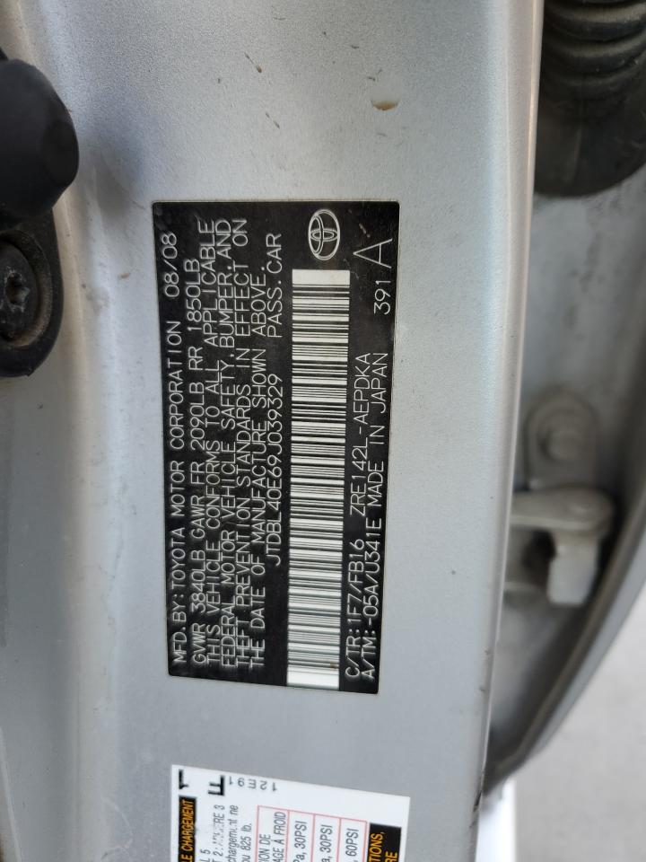 2009 Toyota Corolla Base VIN: JTDBL40E69J039329 Lot: 64980005