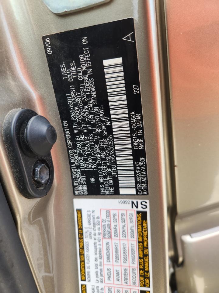 2007 Toyota 4Runner Sr5 VIN: JTEBU14R578080558 Lot: 66554875