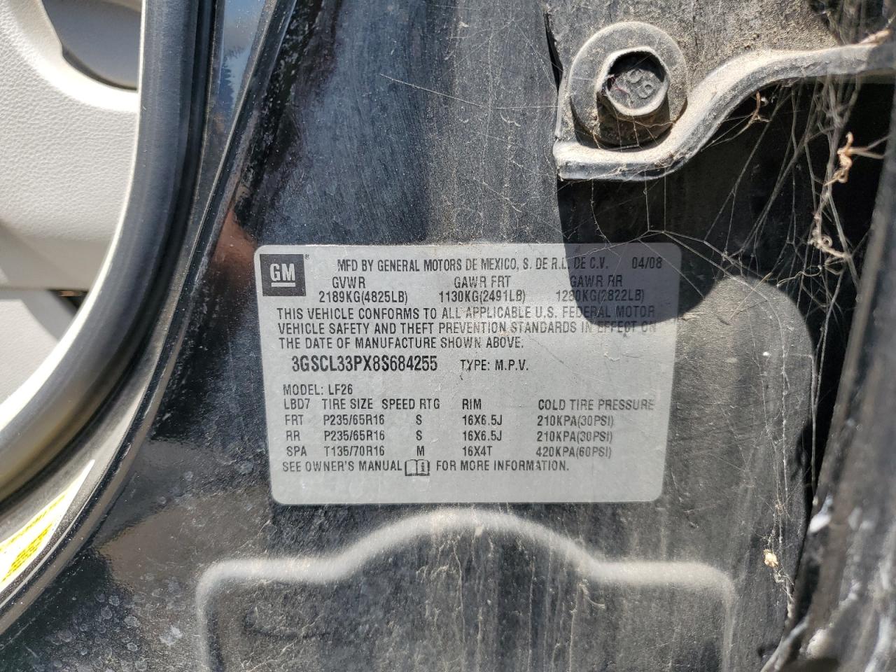 3gscl33px8s684255 3GSCL33PX8S684255 2008 Saturn Vue Xe
