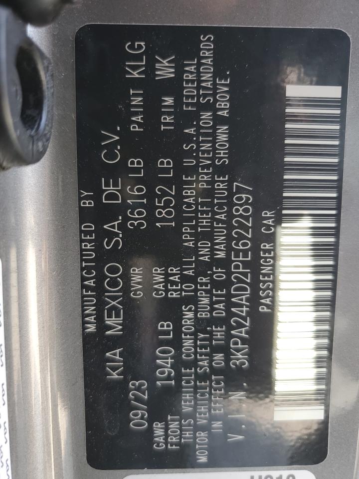 2023 Kia Rio Lx VIN: 3KPA24AD2PE622897 Lot: 64901565