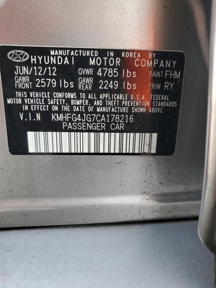 2012 Hyundai Azera Gls VIN: KMHFG4JG7CA178216 Lot: 64363375