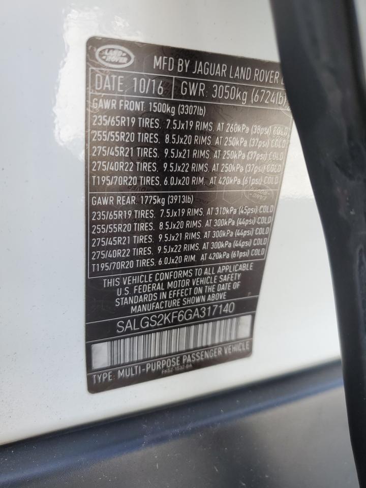 SALGS2KF6GA317140 2016 Land Rover Range Rover Hse