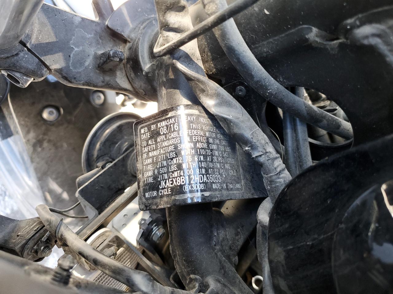 jkaex8b12hda35033 JKAEX8B12HDA35033 2017 Kawasaki Ex300 B