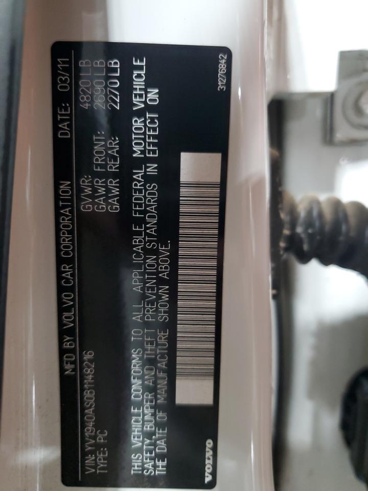 2011 Volvo S80 3.2 VIN: YV1940AS0B1148216 Lot: 66934975