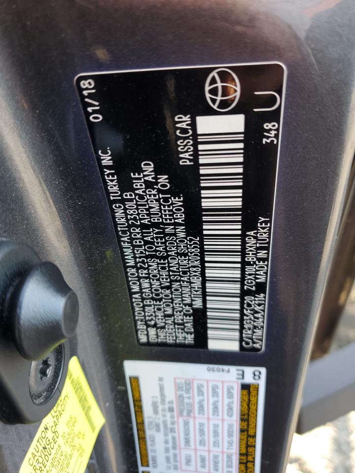 2018 Toyota C-Hr Xle VIN: NMTKHMBX8JR058552 Lot: 66887705