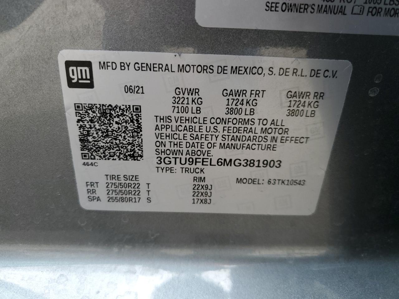 2021 GMC Sierra K1500 Denali VIN: 3GTU9FEL6MG381903 Lot: 64962385