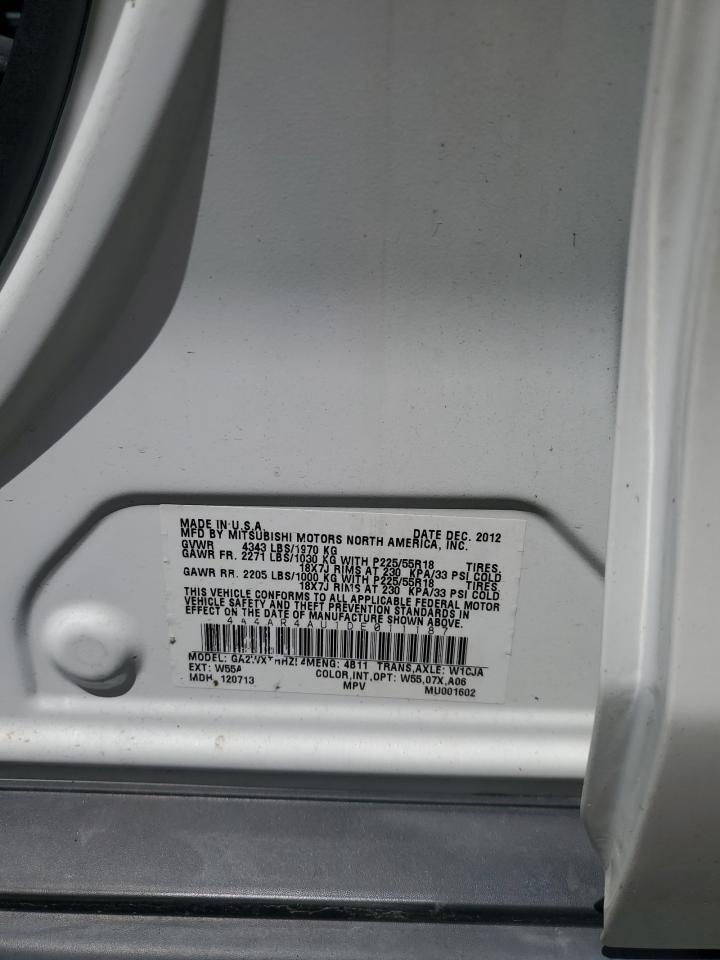 2013 Mitsubishi Outlander Sport Se VIN: 4A4AR4AU1DE011187 Lot: 66689895