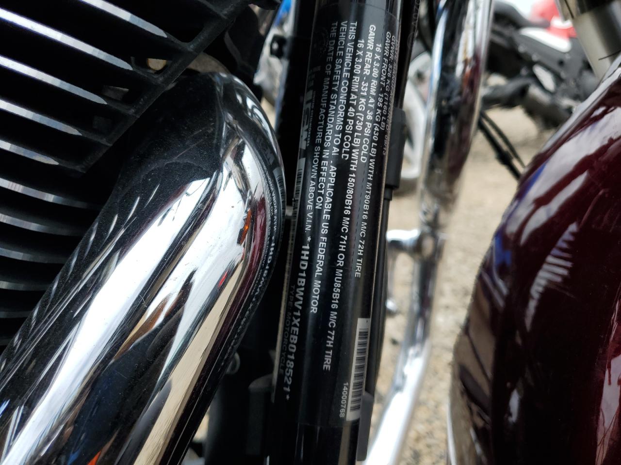 2014 Harley-Davidson Flstc Heritage Softail Classic VIN: 1HD1BWV1XEB018521 Lot: 65240215