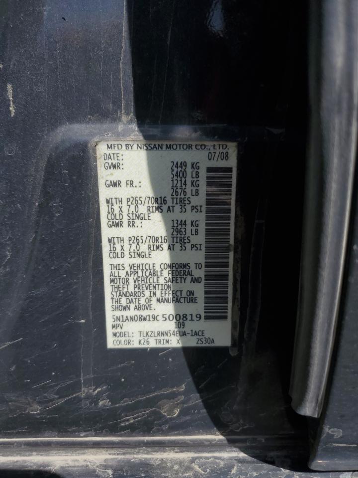 2009 Nissan Xterra Off Road VIN: 5N1AN08W19C500819 Lot: 66650045