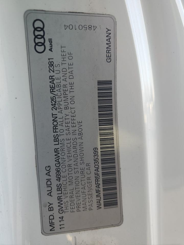2015 Audi A5 Premium Plus VIN: WAUMFAFR5FA035399 Lot: 65406145