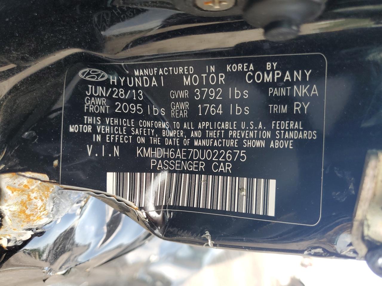 2013 Hyundai Elantra Coupe Gs VIN: KMHDH6AE7DU022675 Lot: 65478835