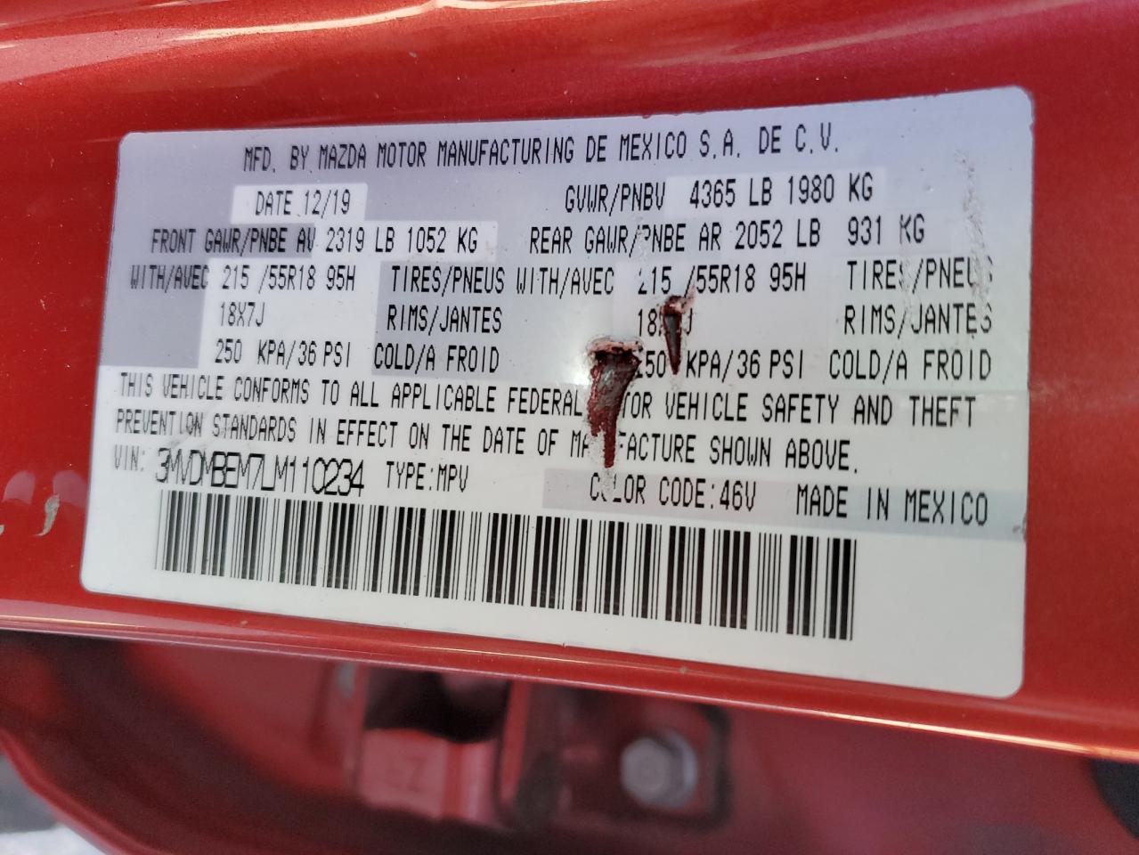 2020 Mazda Cx-30 Premium VIN: 3MVDMBEM7LM110234 Lot: 63706935