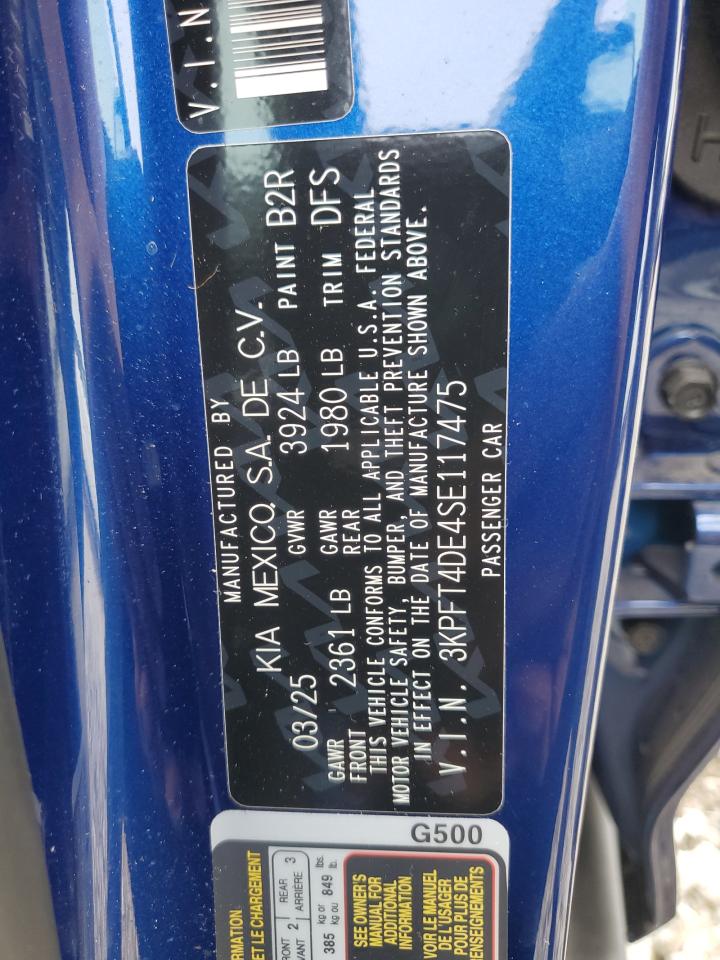 2025 Kia K4 Lx VIN: 3KPFT4DE4SE117475 Lot: 66949875