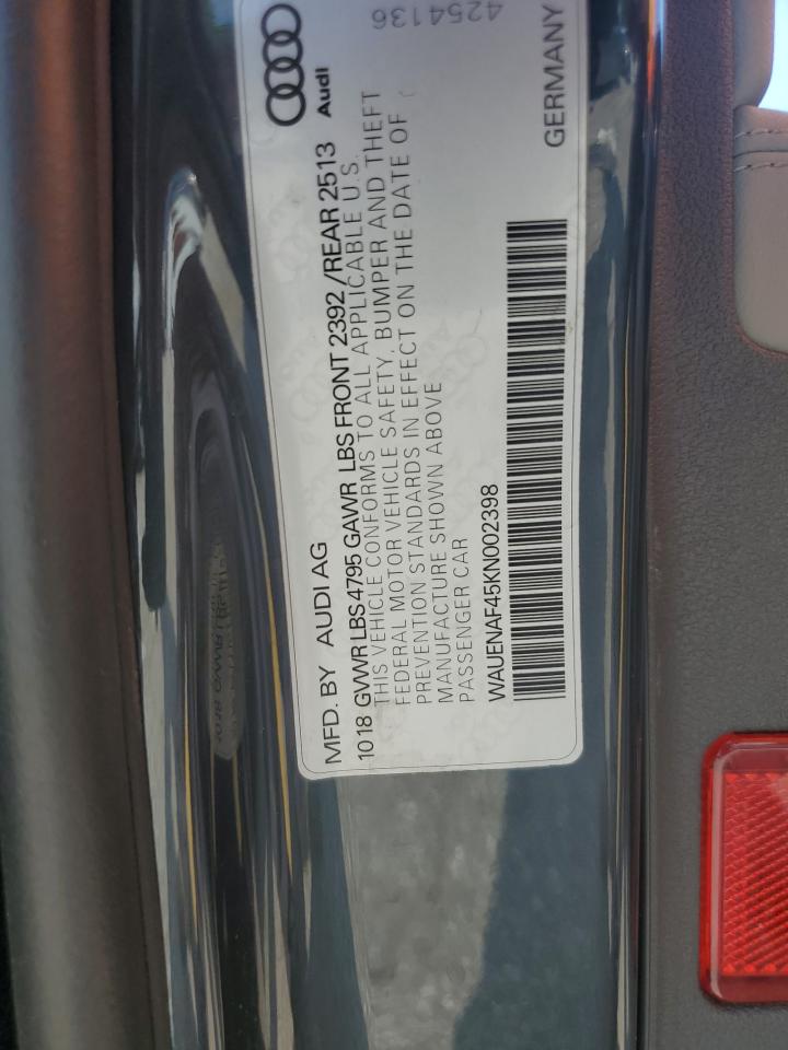 2019 Audi A4 Premium Plus VIN: WAUENAF45KN002398 Lot: 63450675