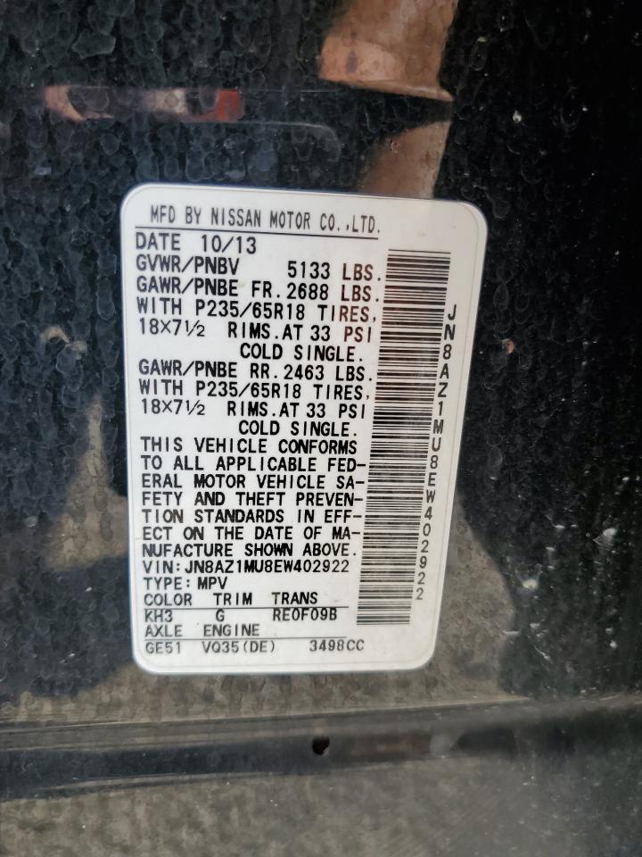 2014 Nissan Murano S VIN: JN8AZ1MU8EW402922 Lot: 64395725