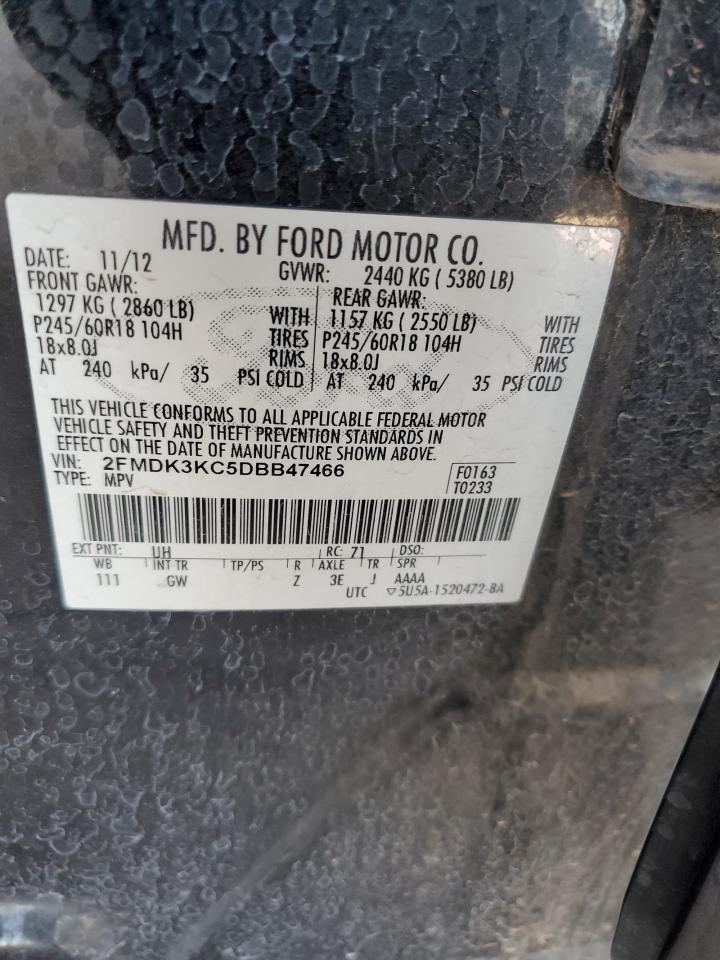 2013 Ford Edge Limited VIN: 2FMDK3KC5DBB47466 Lot: 64856575