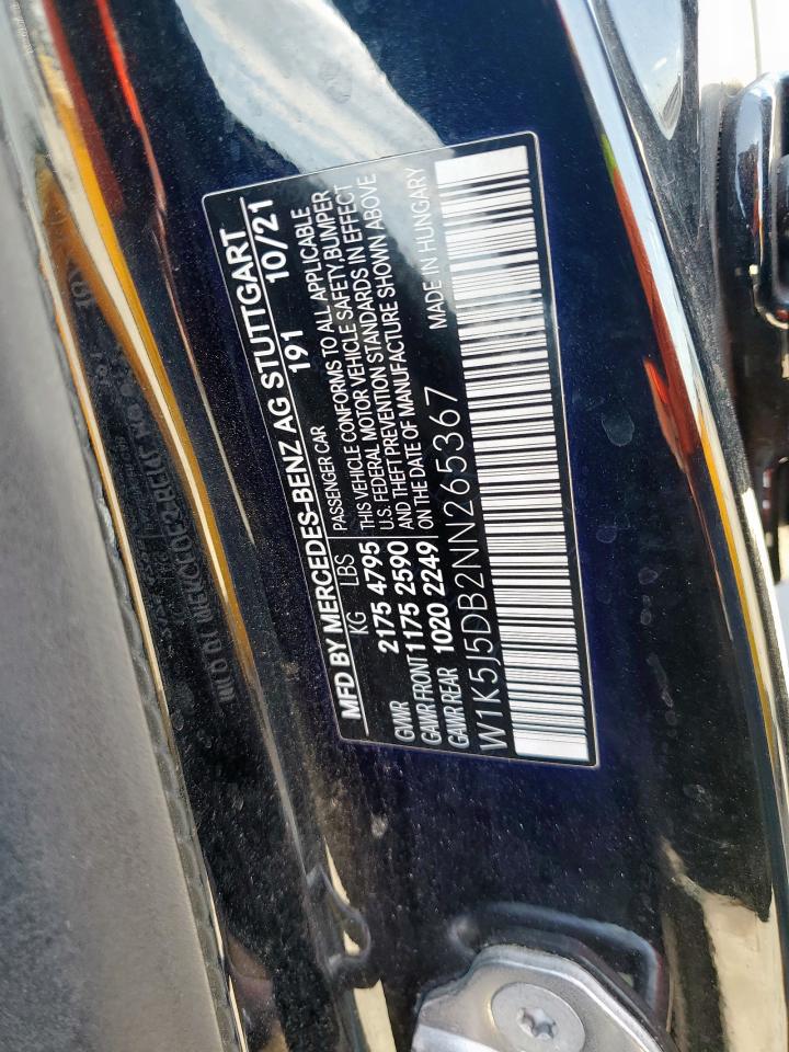 2022 Mercedes-Benz Cla 45 Amg VIN: W1K5J5DB2NN265367 Lot: 64492375