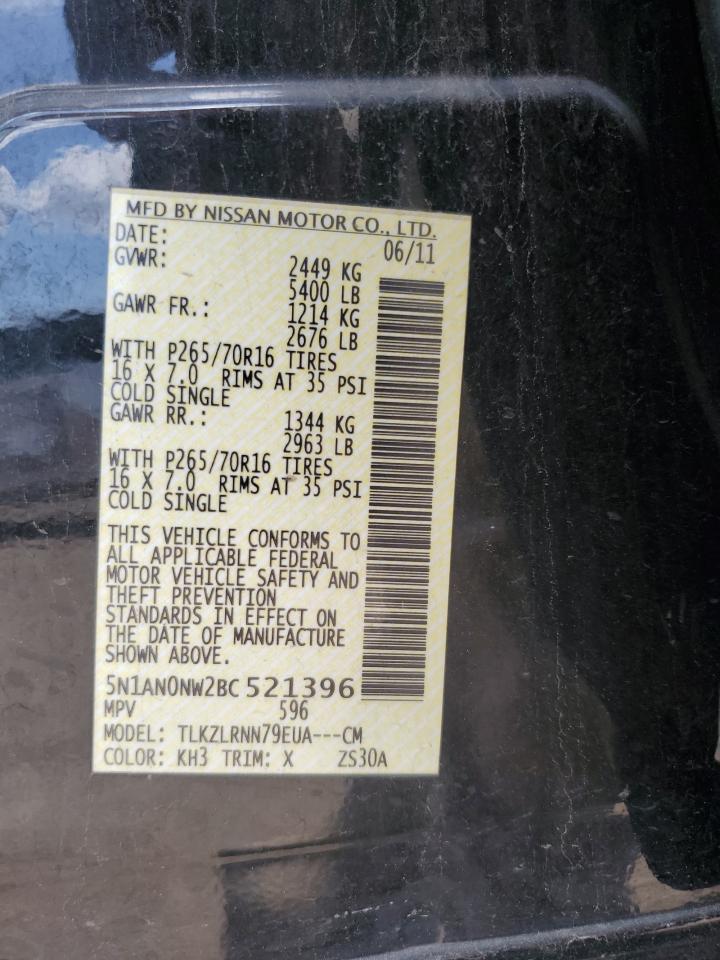 2011 Nissan Xterra Off Road VIN: 5N1AN0NW2BC521396 Lot: 66364045