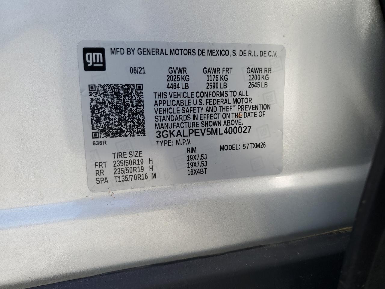 2021 GMC Terrain Slt VIN: 3GKALPEV5ML400027 Lot: 64685535