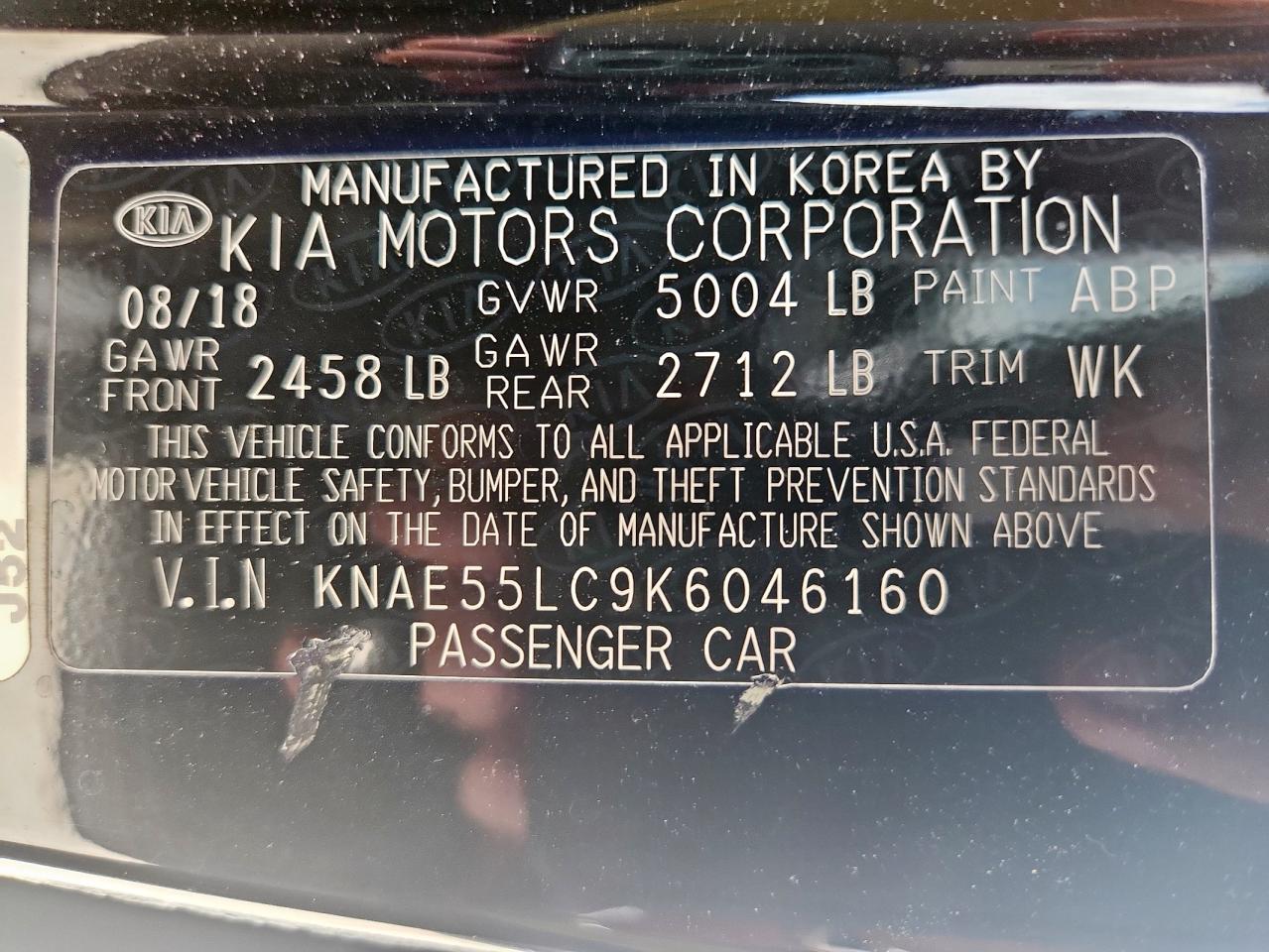 2019 Kia Stinger Gt2 VIN: KNAE55LC9K6046160 Lot: 64682485