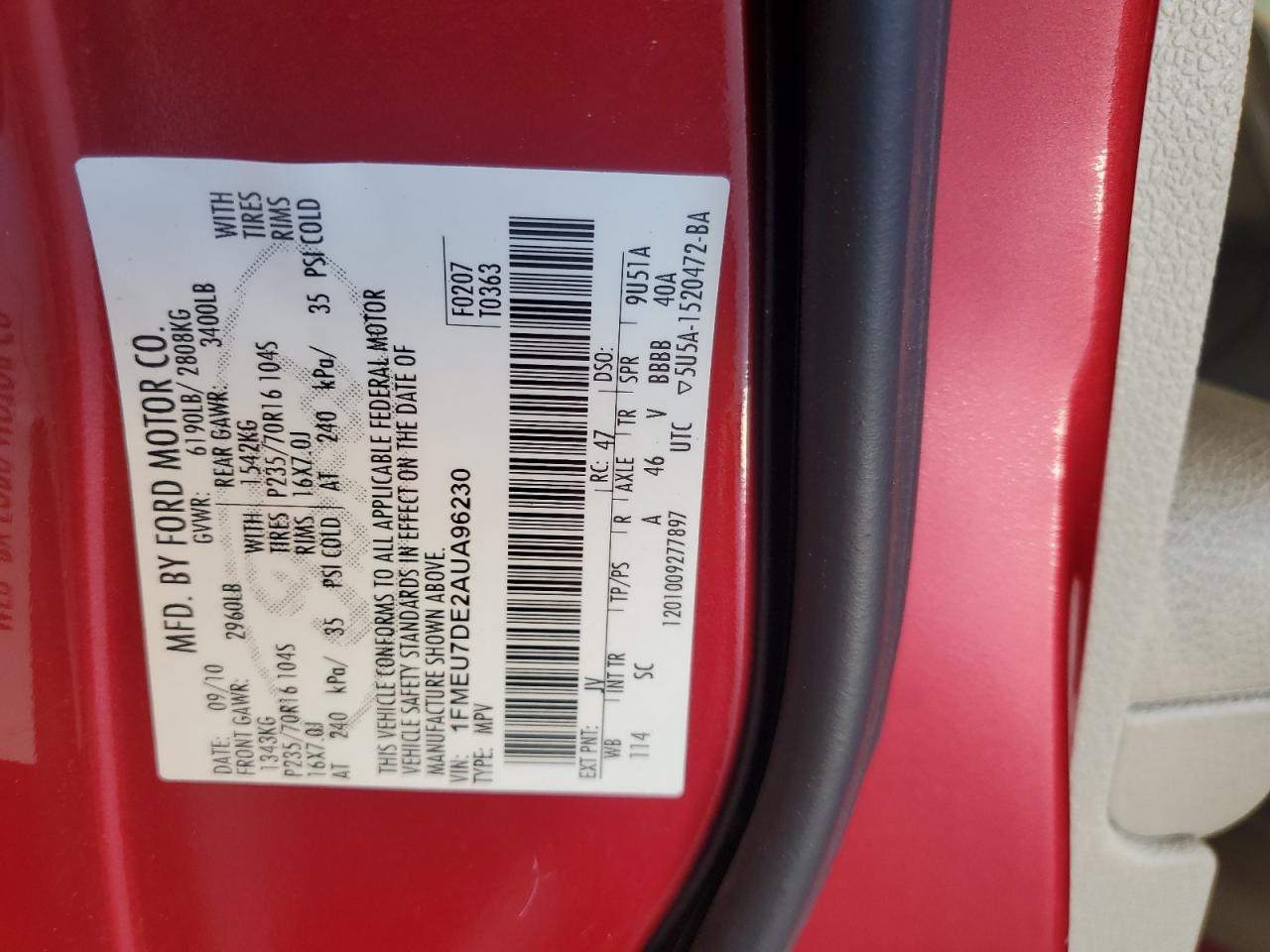 2010 Ford Explorer Xlt VIN: 1FMEU7DE2AUA96230 Lot: 62702185