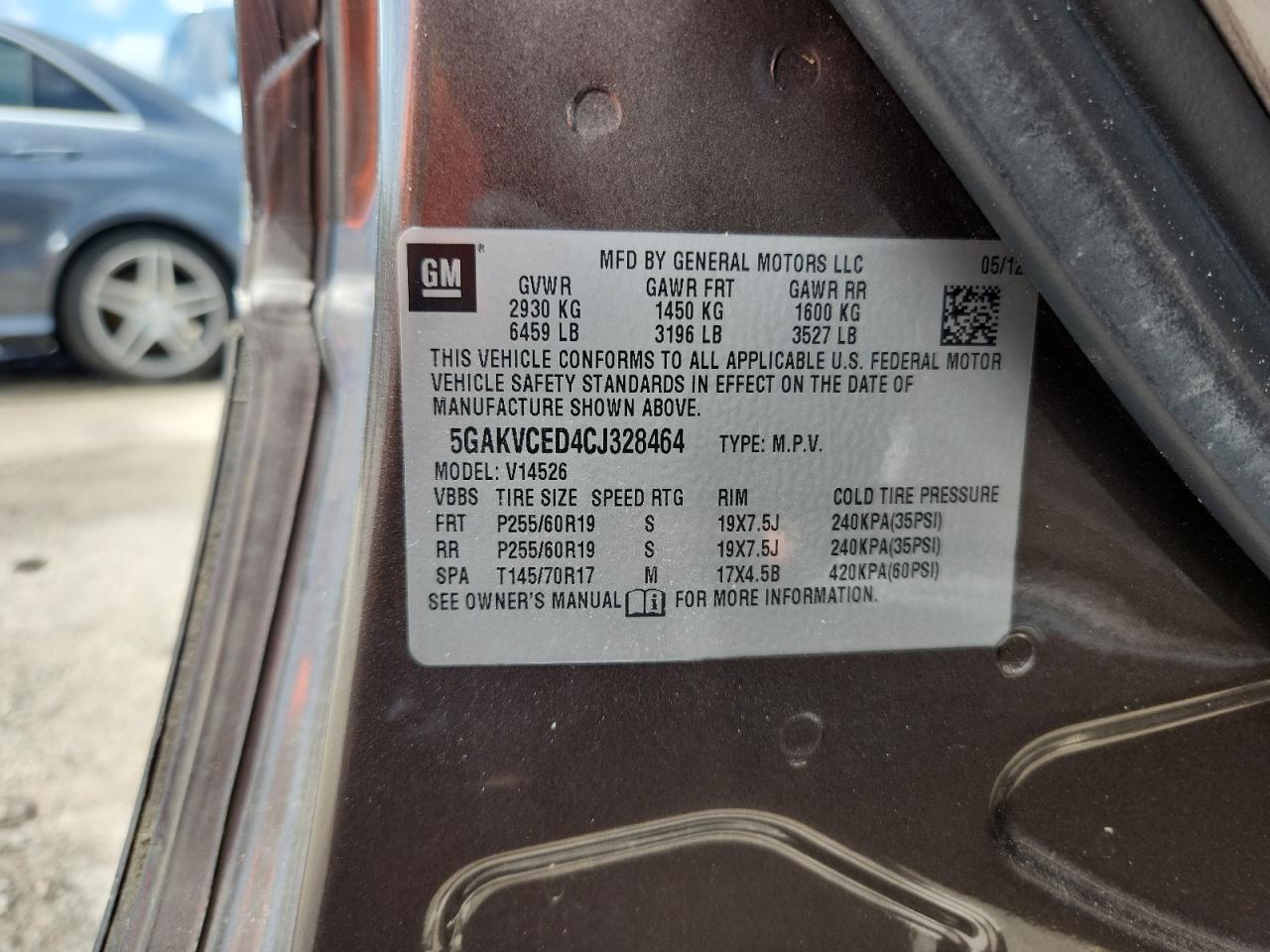 2012 Buick Enclave VIN: 5GAKVCED4CJ328464 Lot: 65143475