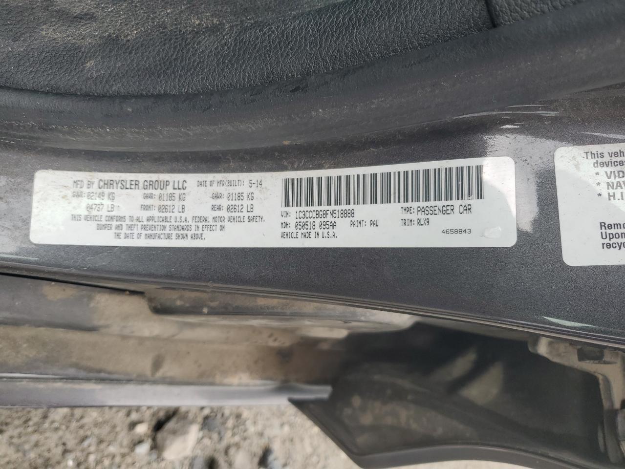 2015 Chrysler 200 S VIN: 1C3CCCBG8FN518888 Lot: 64653905
