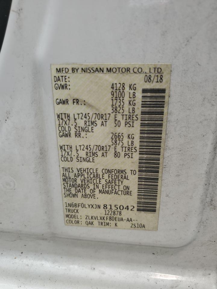 2018 Nissan Nv 2500 S VIN: 1N6BF0LYXJN815042 Lot: 86222125