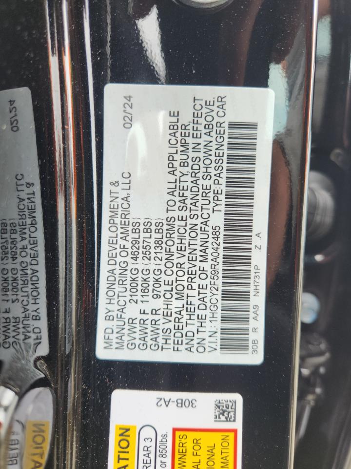 2024 Honda Accord Hybrid Sport VIN: 1HGCY2F59RA042485 Lot: 65335775