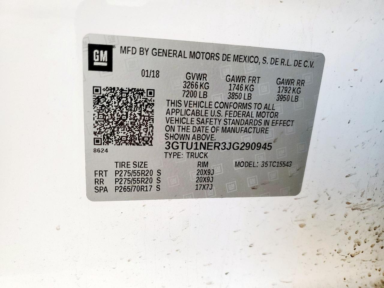2018 GMC Sierra C1500 Slt VIN: 3GTU1NER3JG290945 Lot: 65009655