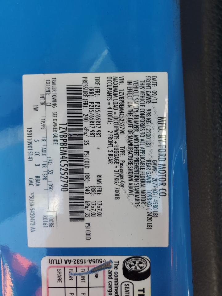 2012 Ford Mustang VIN: 1ZVBP8EM4C5252790 Lot: 64580335