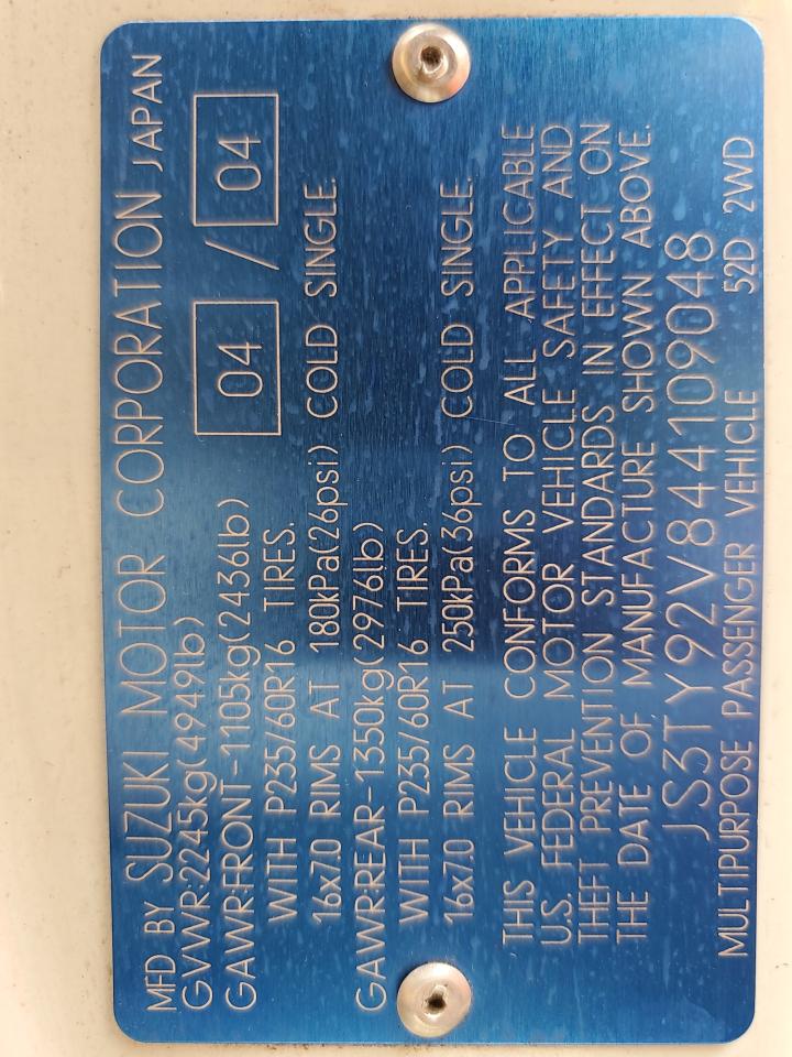 js3ty92v844109048 JS3TY92V844109048 2004 Suzuki Xl7 Ex