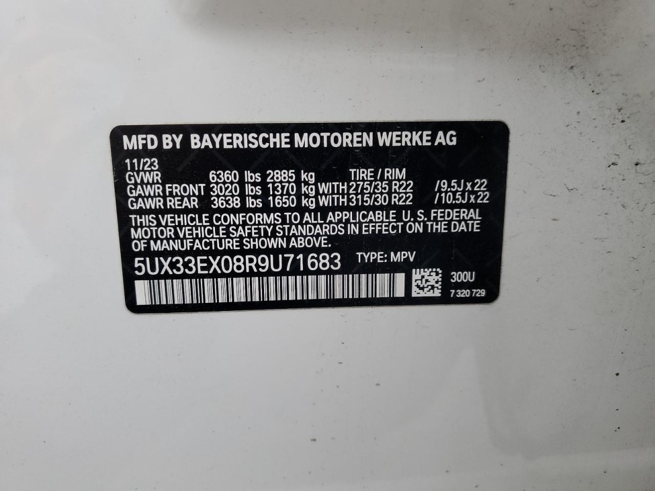 2024 BMW X6 xDrive40I VIN: 5UX33EX08R9U71683 Lot: 64653715