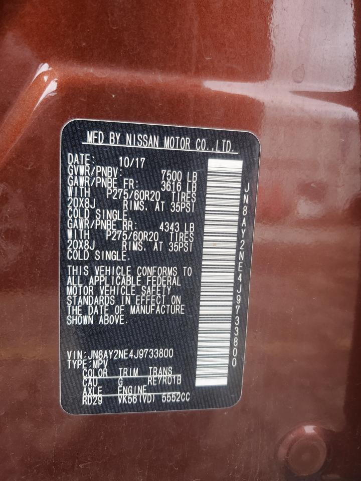 2018 Nissan Armada Platinum VIN: JN8AY2NE4J9733800 Lot: 66392565