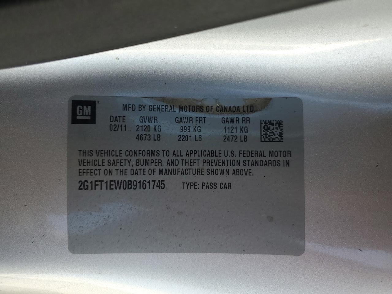 2011 Chevrolet Camaro 2Ss VIN: 2G1FT1EW0B9161745 Lot: 67067555