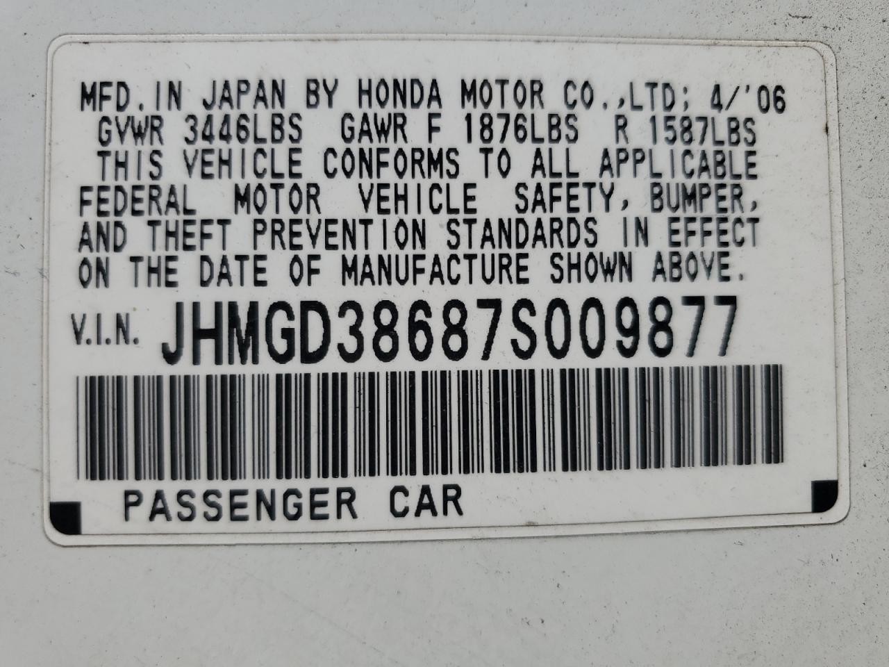 2007 Honda Fit S VIN: JHMGD38687S009877 Lot: 64985315