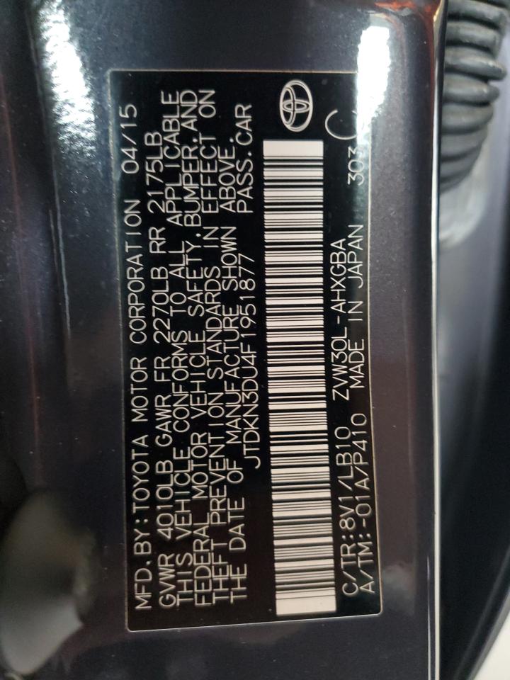 2015 Toyota Prius VIN: JTDKN3DU4F1951877 Lot: 65476105