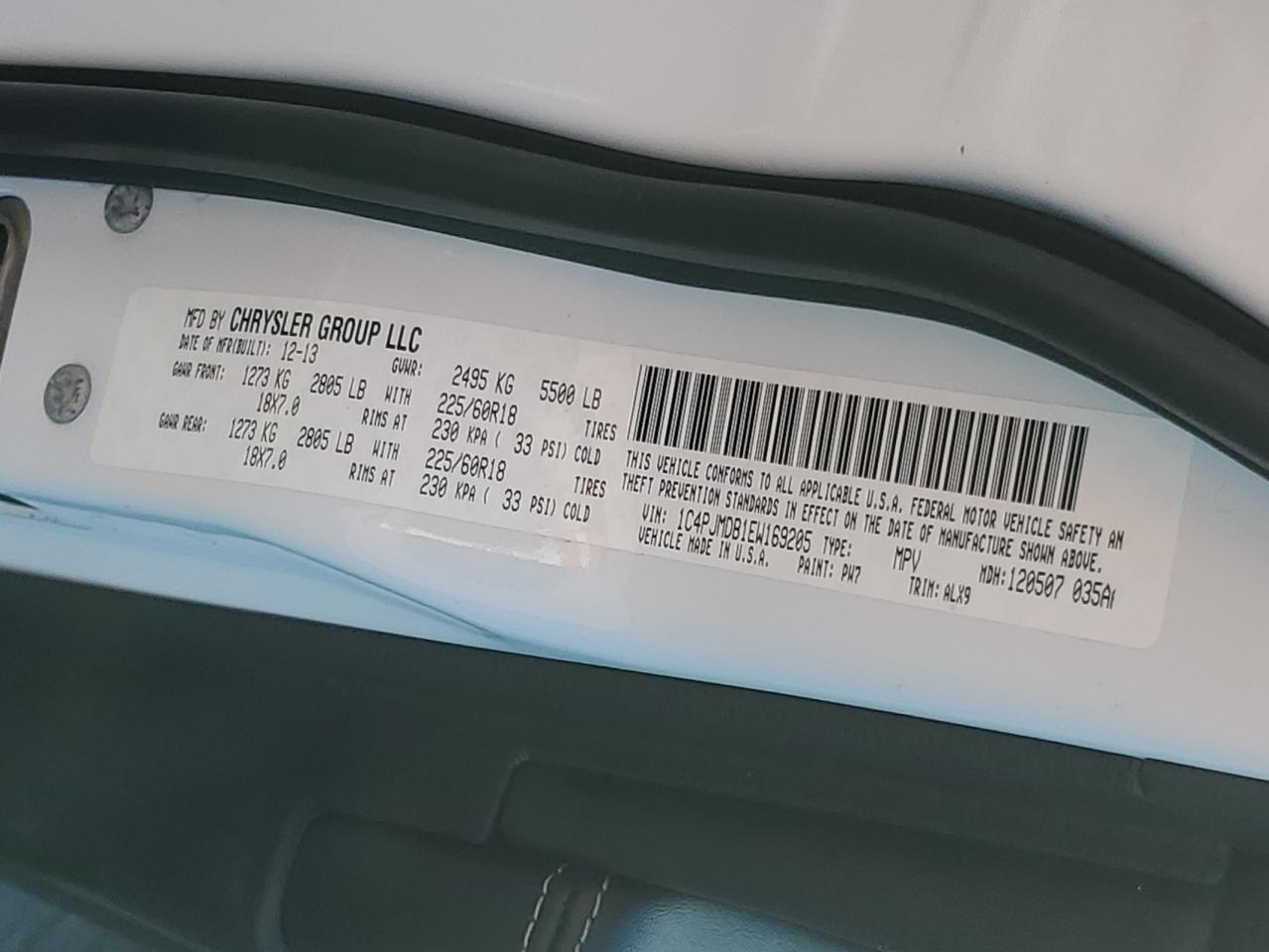 2014 Jeep Cherokee Limited VIN: 1C4PJMDB1EW169205 Lot: 62843635