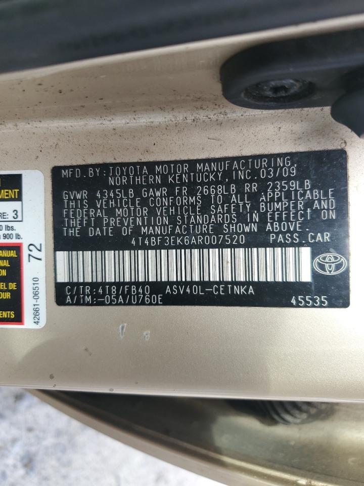 2010 Toyota Camry Base VIN: 4T4BF3EK6AR007520 Lot: 63896895