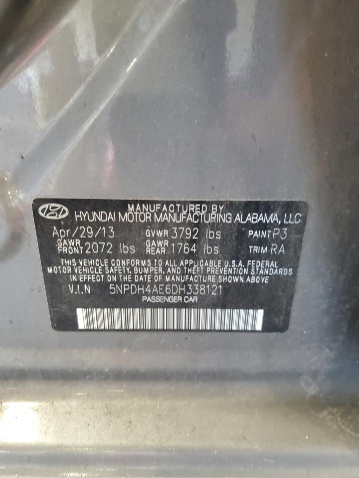 2013 Hyundai Elantra Gls VIN: 5NPDH4AE6DH338121 Lot: 62844145