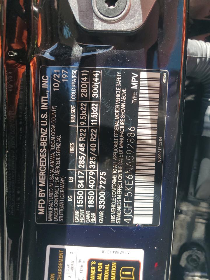 2022 Mercedes-Benz Gls 450 4Matic VIN: 4JGFF5KE6NA592886 Lot: 64635765