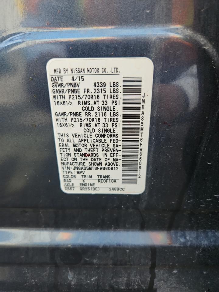 2015 Nissan Rogue Select S VIN: JN8AS5MT6FW660912 Lot: 63775615