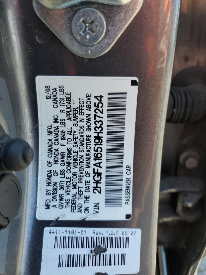 2009 Honda Civic Lx VIN: 2HGFA16519H337254 Lot: 65124355