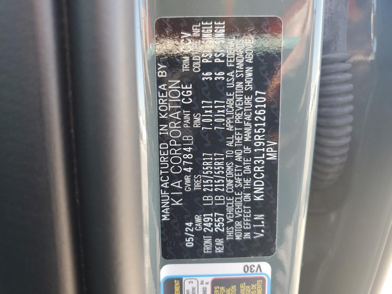 2024 Kia Niro Wind VIN: KNDCR3L19R5126107 Lot: 63694915
