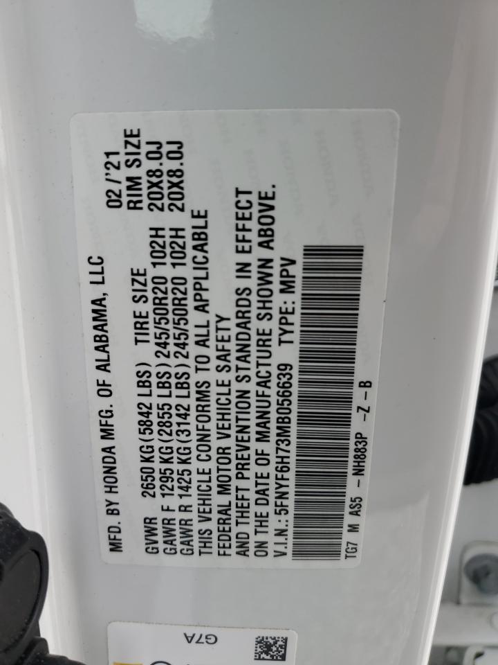 2021 Honda Pilot Black VIN: 5FNYF6H73MB056639 Lot: 63785295