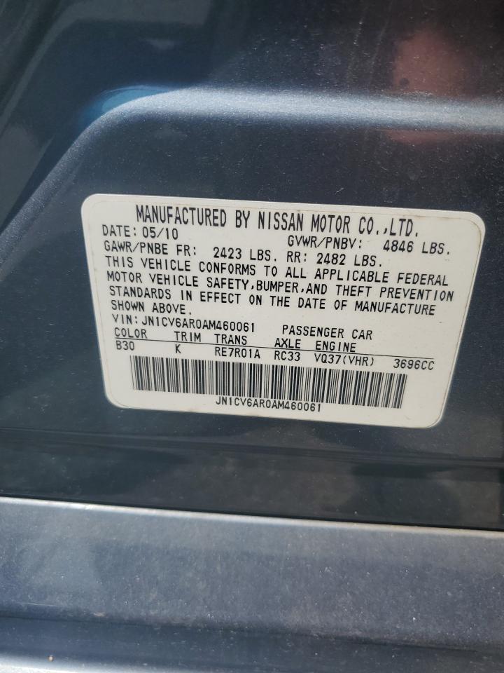 2010 Infiniti G37 VIN: JN1CV6AR0AM460061 Lot: 66907855