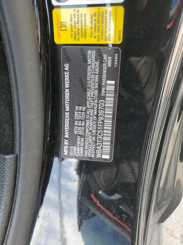 2015 BMW 435 I VIN: WBA3T3C51FP939703 Lot: 64424055