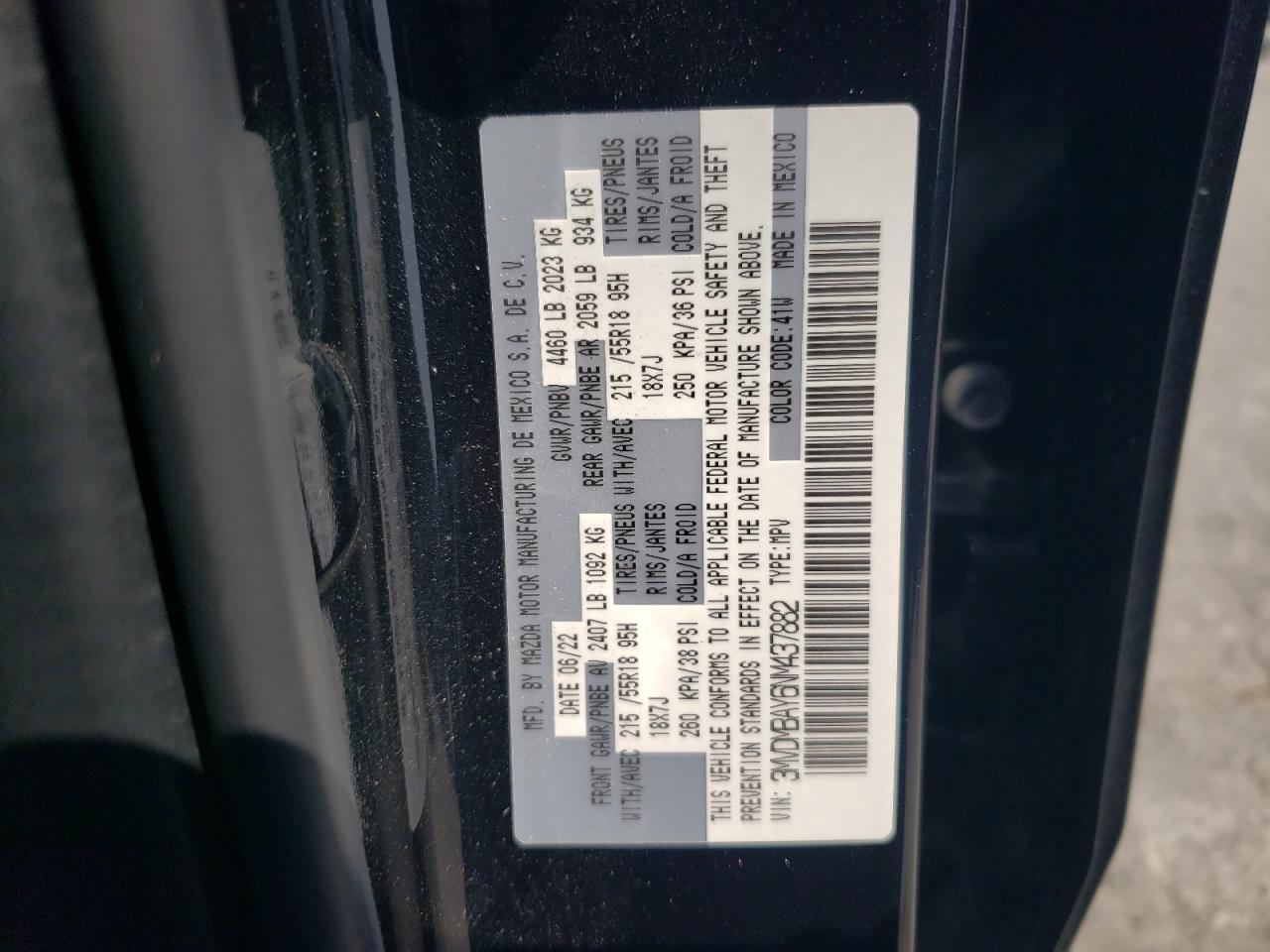 2022 Mazda Cx-30 VIN: 3MVDMBAY6NM437882 Lot: 64588415